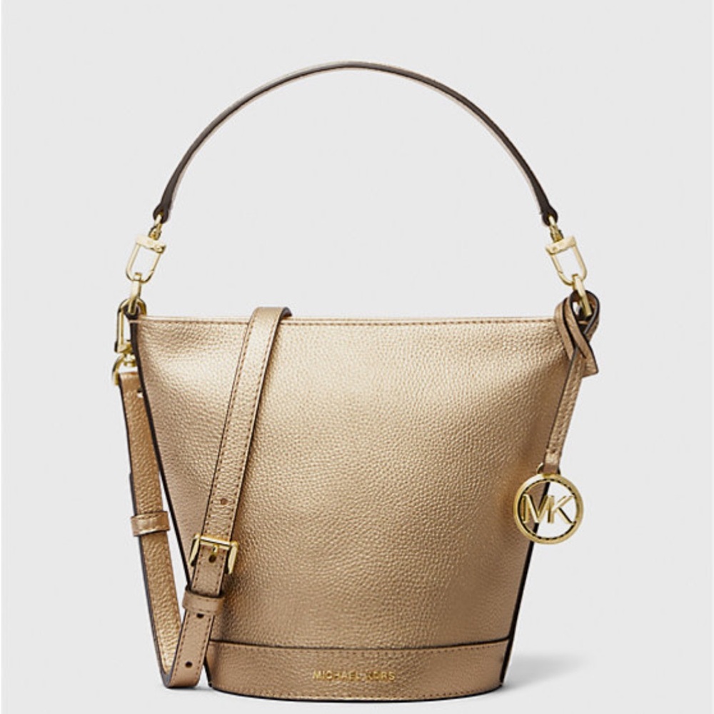 Michael Kors Townsend Small Bucket Crossbody Bag Light Gold Metallic NWT